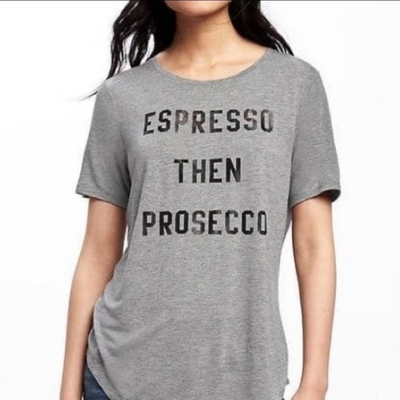 Old Navy Espresso then Prosecco T-Shirt Medium - Picture 1 of 7